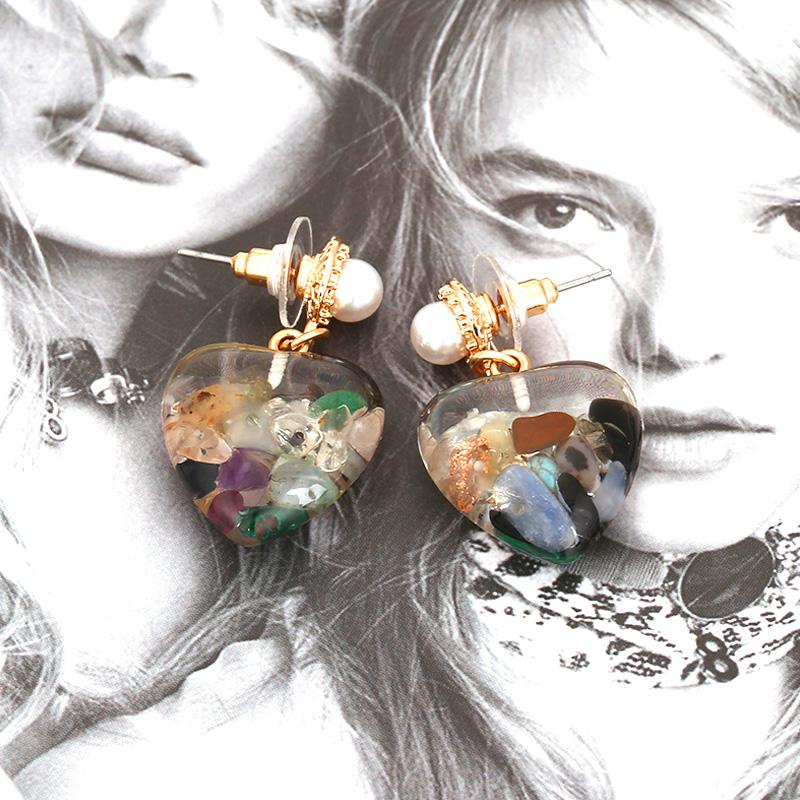 

1 пара уникальных серег в форме сердца в праздничном стиле, прозрачные висячие серьги из смолы, персонализированные