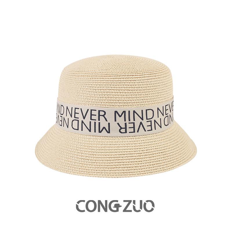 

Модная ретро соломенная шляпа с надписью женская летняя складная шляпа-ведро шляпа-котелок защита от солнца пляжная шляпа шляпа от солнца Adult (56-58cm) абрикосовый