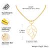 Unique Gold Color Hollow Leaf Pendant Necklace, Stainless Steel Blade Chain Necklace, Luxury Dainty Jewelry for Women Gift