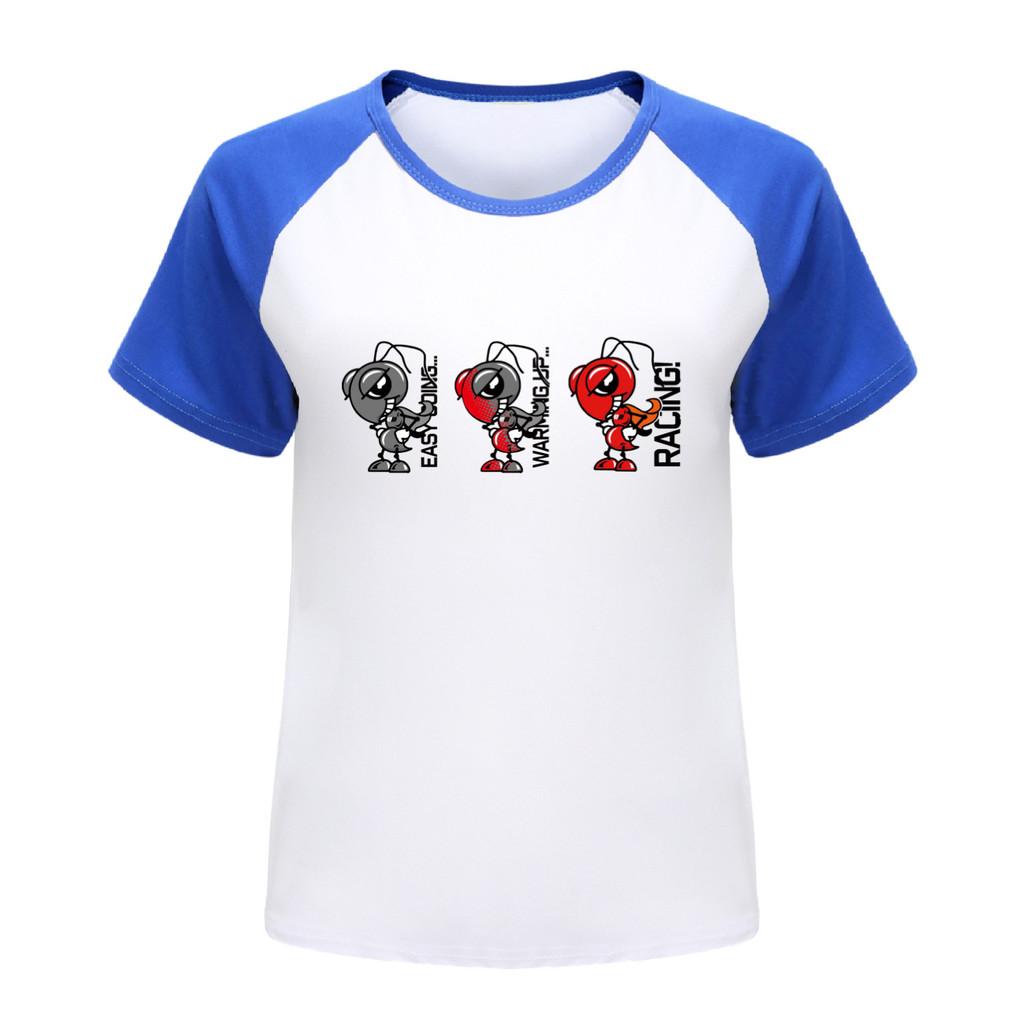 4814 Kids Boys Girls Marquez Motorcycle Print Raglan Sleeves Casual T-Shirt 100cm синий
