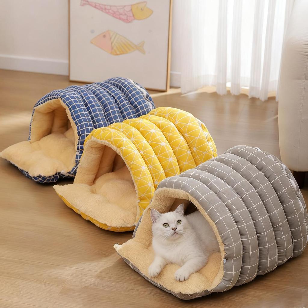 Cat Cave Removable Washable Warm House Semi-Enclosed Dome Design Pet Cave for Puppy Kitten Small Pet Play Corner Winter