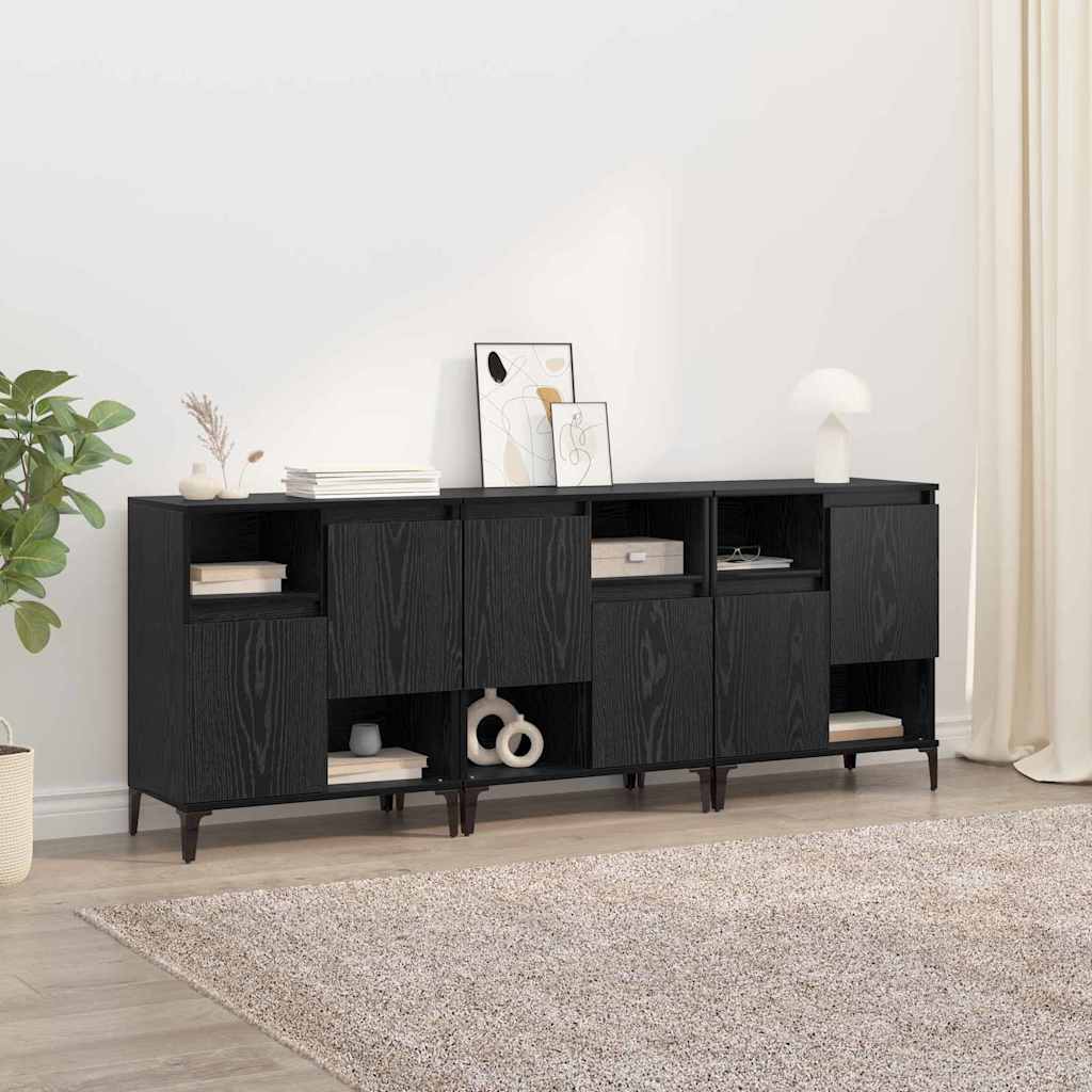 Sideboards 3 pcs Black Oak Effect 60 x 35 x 70 cm