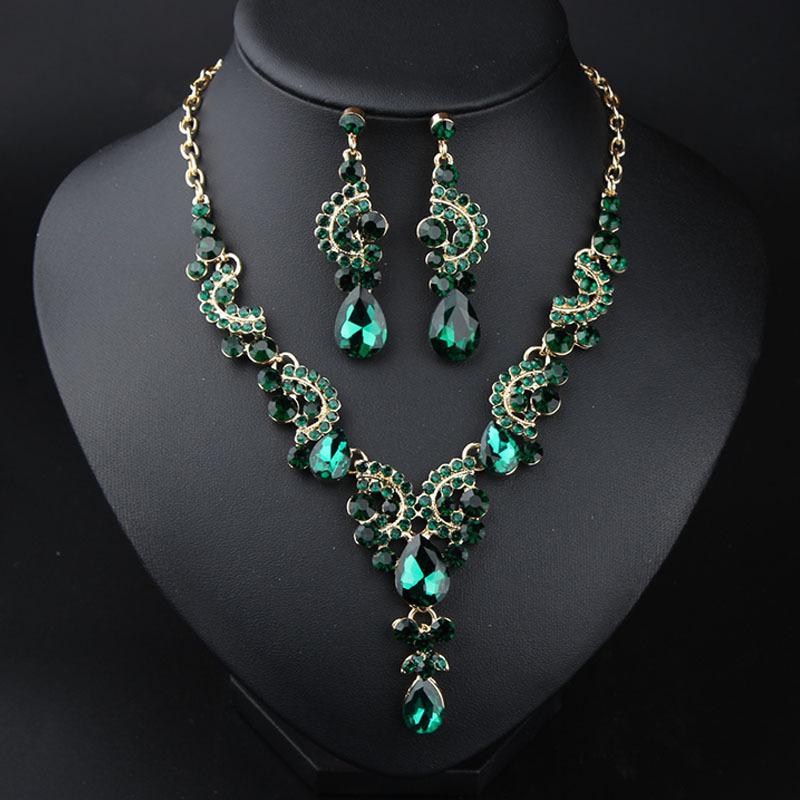 Versatile Crystal Clavicle Necklace Earrings Set Simple Dress Women'S Jewelry