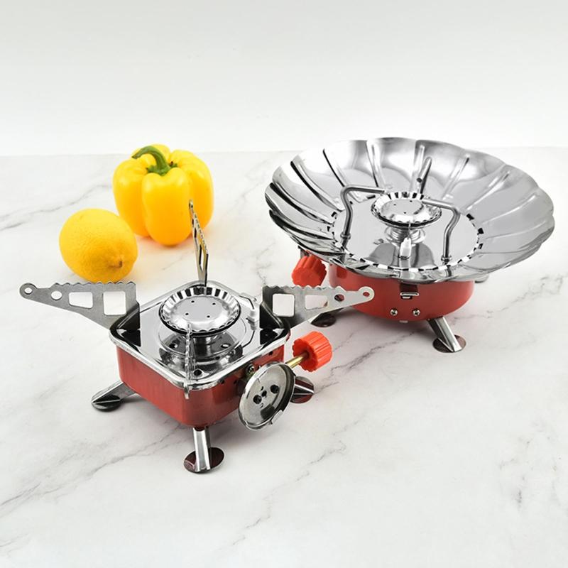 Portable Windproof Stove Stainless Steel Foldable Stove Furnace for Burner Outdoor Folding Metal Gas Stove Camping Tools