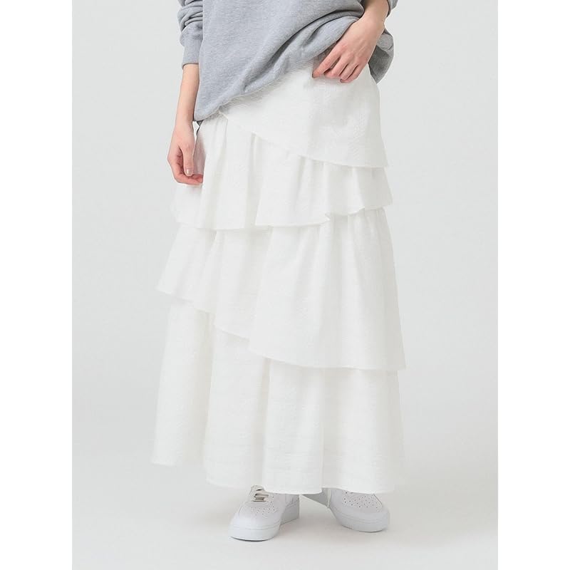[Ray Beams] skirt Soccer check tiered SK ladies WHITE 1