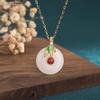 Retro Court-Style Cloisonné Enamel Bamboo Leaf Peace Buckle Pendant Necklace – Internet Celebrity Jade Pendant