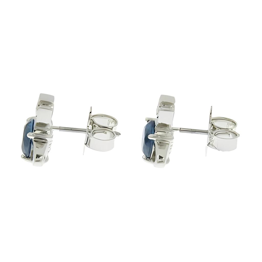 Vivienne Westwood Silver Sphere Pattern With Denim Blue Square Zirconia Brass Earrings Women Earrings 62010070-02P168-SM