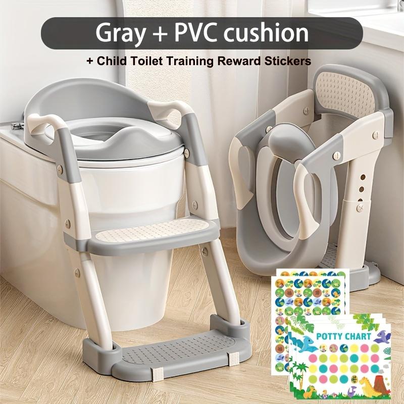 

Регулируемое портативное сиденье для унитаза для приучения малышей к горшку 3-в-1, складная подставка-ступенька с наклейками-наградами за приучение к горшку серый