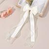 Girls Chiffon Bow Hair Clip Elegant Long Tail Ribbon Hairpins For Children Wedding Prom Daily French Headwear Hair Accessories