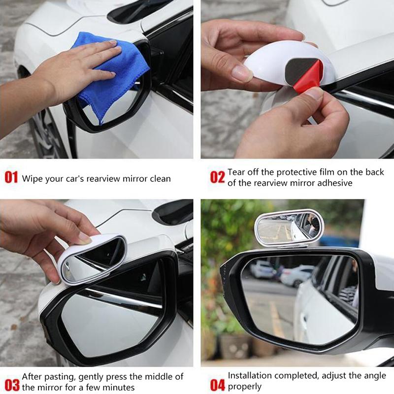 1Pc Car Mirror Auxiliary Rear View Mirror Wide Angle Side Rear Mirrors Reverse Blind Spot 360° Adjustable Car Accessories