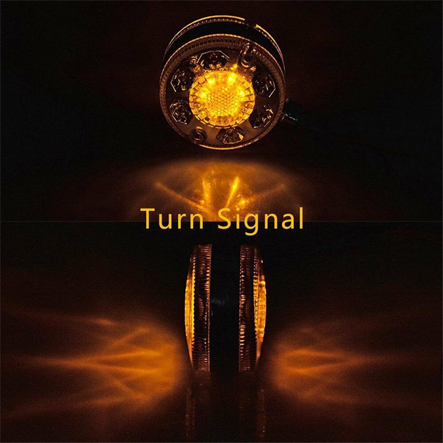 2pcs Round LED Pedestal Fender Light Truck Trailer Double Face Turn Signal Brake