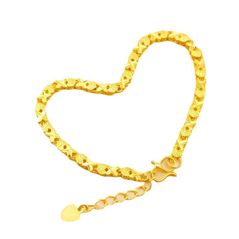 Heart-Shaped Copper Gold-Plated Bracelet, Vietnamese Sand Gold, Fashionable Wedding/Bride Jewelry