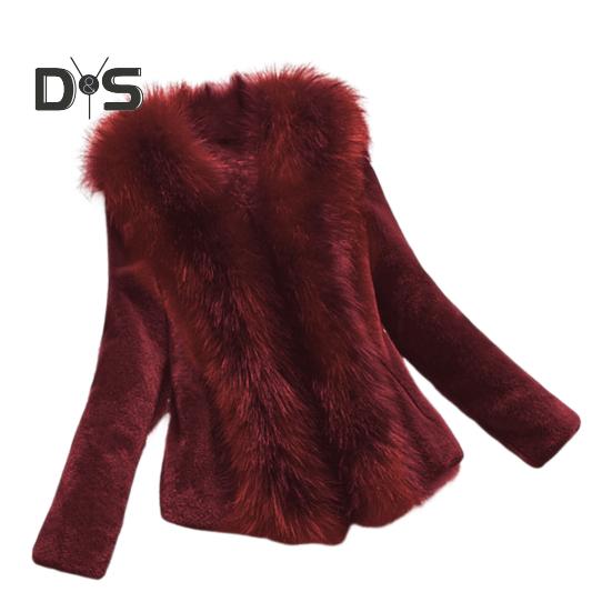 Winterjacke für Damen, dicker Kunstpelz, Wärmespeicherung, einfarbig, lange Ärmel, luxuriöser Stil, für Zuhause, Party, Büro, Club, Urlaub, Mantel