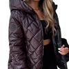 Rhombus Cotton Clothes European Beautiful Women's Coat Autumn and Winter New Light and Warm Cotton-padded Clothes Short Hooded Jacket Women