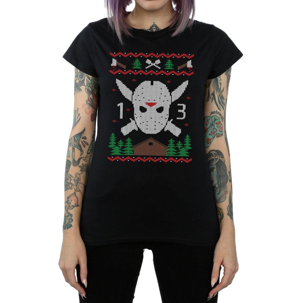 Friday 13th Womens/Ladies Christmas Fair Isle Cotton T-Shirt