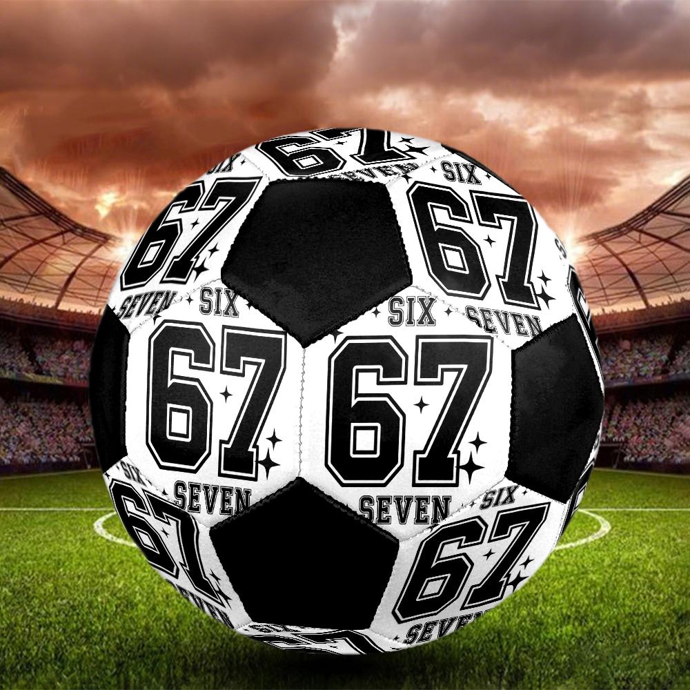 Six and Seventeen Indoor Soccer Ball Colorful Machine Stitched PVC Size 5 Team Training Competition Ready Durable High-Bounce Cool Sports Gift