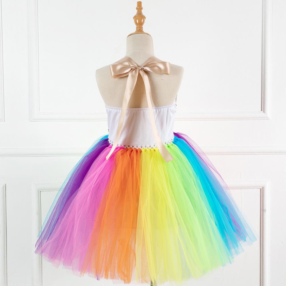 Regenbogen Pailletten Einhorn Kleid mit Flügeln & Kopfschmuck - Europäischer & Amerikanischer Stil 2026 für Mädchen
