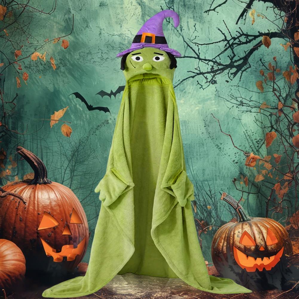 Unique Halloween Gift Idea Halloween Atmosphere Blanket Cozy Halloween Hoodie Blanket for Adults with Pocket