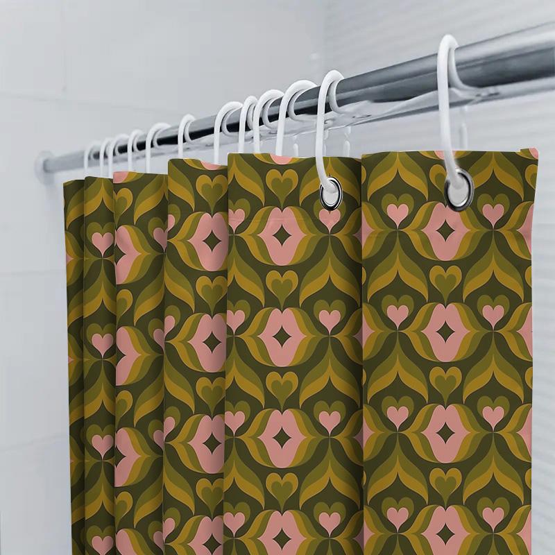 Bathroom Shower Curtain Floral Vintage Retro Waterproof Fabric Decor Washable Liner