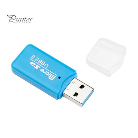 

Мини-портативный USB 2.0 TF Micro SD устройство чтения карт памяти для портативного компьютера синий