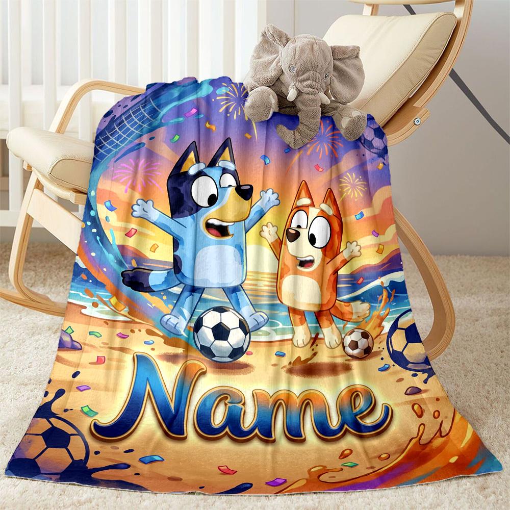 Blue Orange Friends Customize Text Blanket Lightweight Personalized Blanket Ultra-Soft Versatile for Office Livingroom Bedding Chair All-Season Use