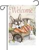 Welcome Spring Summer Husky Garden Ag 12x18 Inch Double Sided Small Burlap, Dog Rabbit Carrot Yard Ag for Outdoor Season LLX