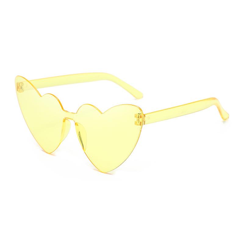 Amazon Thin Peach Heart Sunglasses Jelly Color Rimless Heart-Shaped One-Piece Glasses Candy Color Love Sunglasses