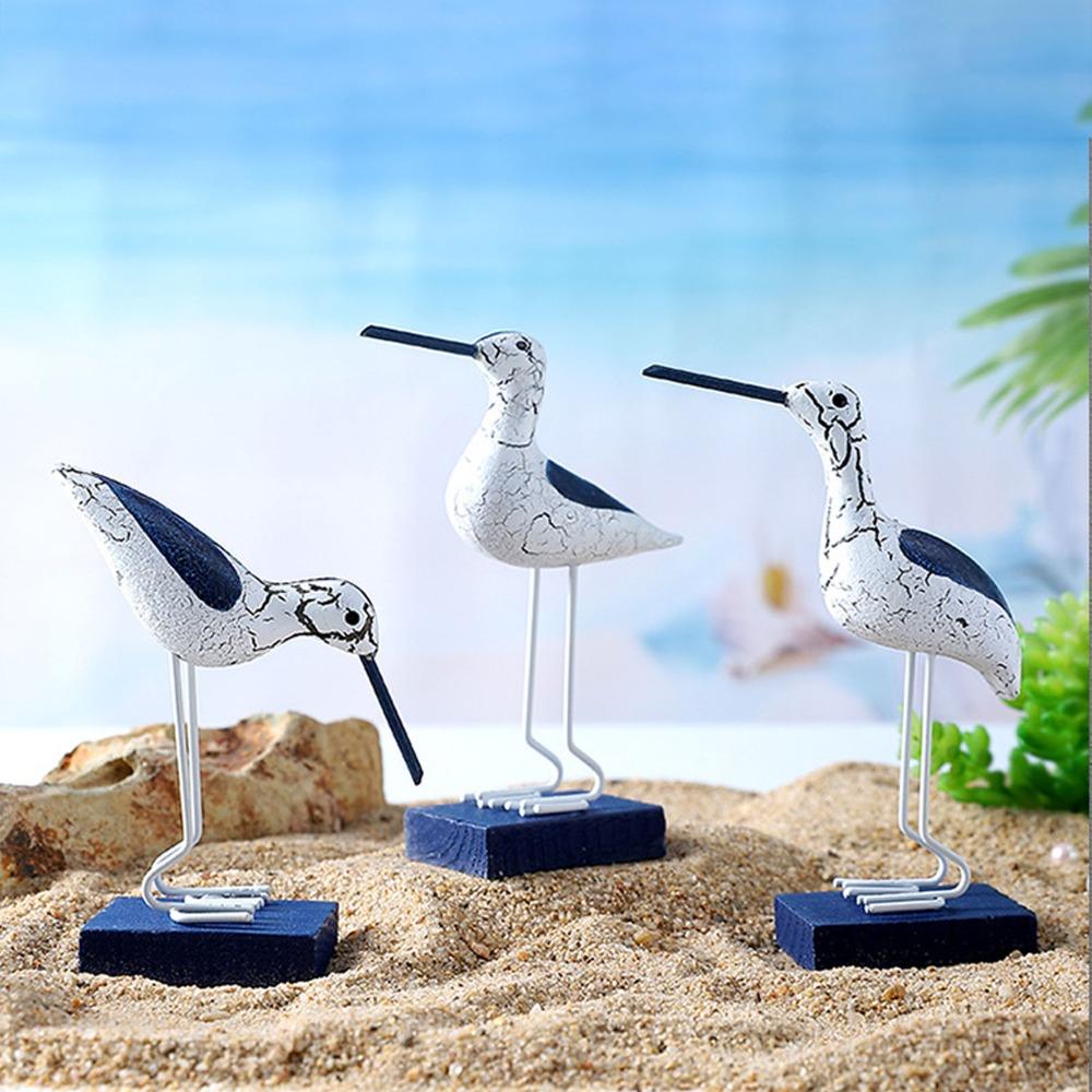 3pcs 5in Seagull Figurine Wood Wooden Seabird Figurine Nautical Decor Figurine Home Decoration