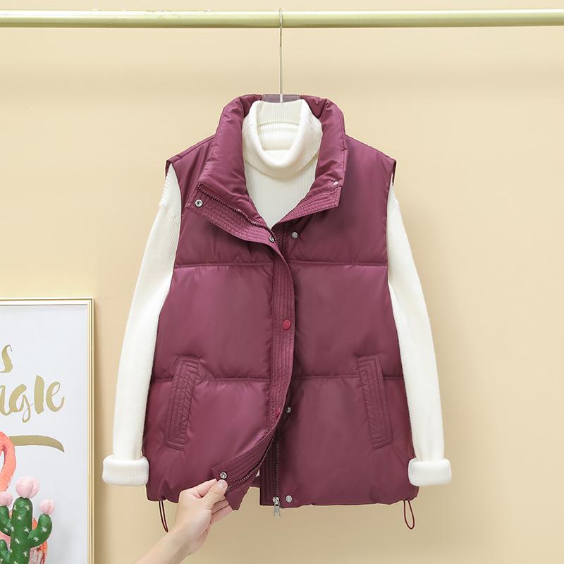 Disposable Vest Women's Autumn and Winter Fashion Stand-up Collar Warm Loose Cotton Waistcoat Outer Wear Vest