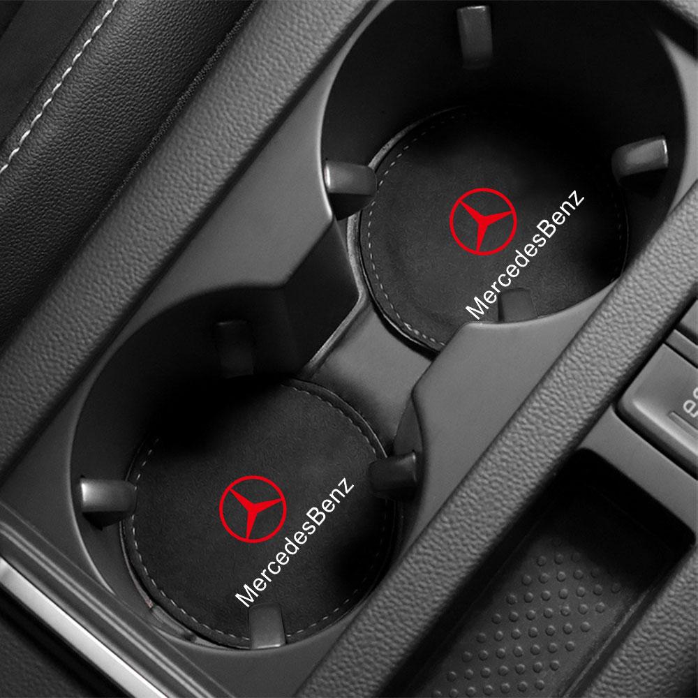 2pcs Car Coaster Anti-Slip Water Cup Holder Pads For Mercedes Benz A B C E S M Class AMG CLA CLS W212 W213 W204 W205 W176 W211