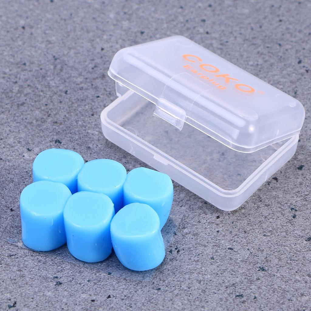 FRCOLOR Silicone Ear Sleep Ear Noise 3 Case Included Earplugs, Swimwear, Plugs, Soft, Soundproof, Sound, Protection, Reduction, Pairs, (Blue)