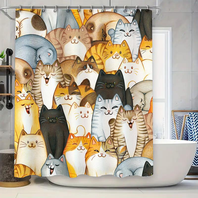 

Luxury Bath Shower Curtain Set Made Of Polyester Fabric With High Density Waterproof Design White Color Indoor Decoration For Ba W60H190(CM)-1 Pcs