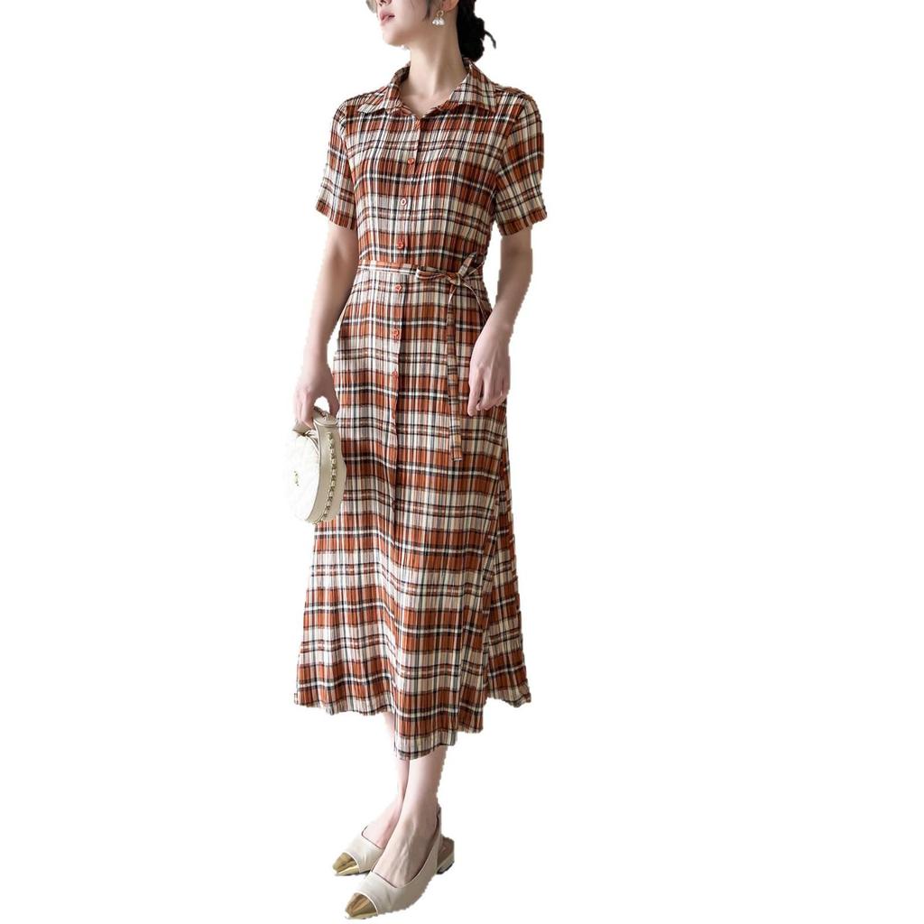 Miyake High-End 2026 Summer Plaid Pleated Dress - Trendy Retro Casual Fashion