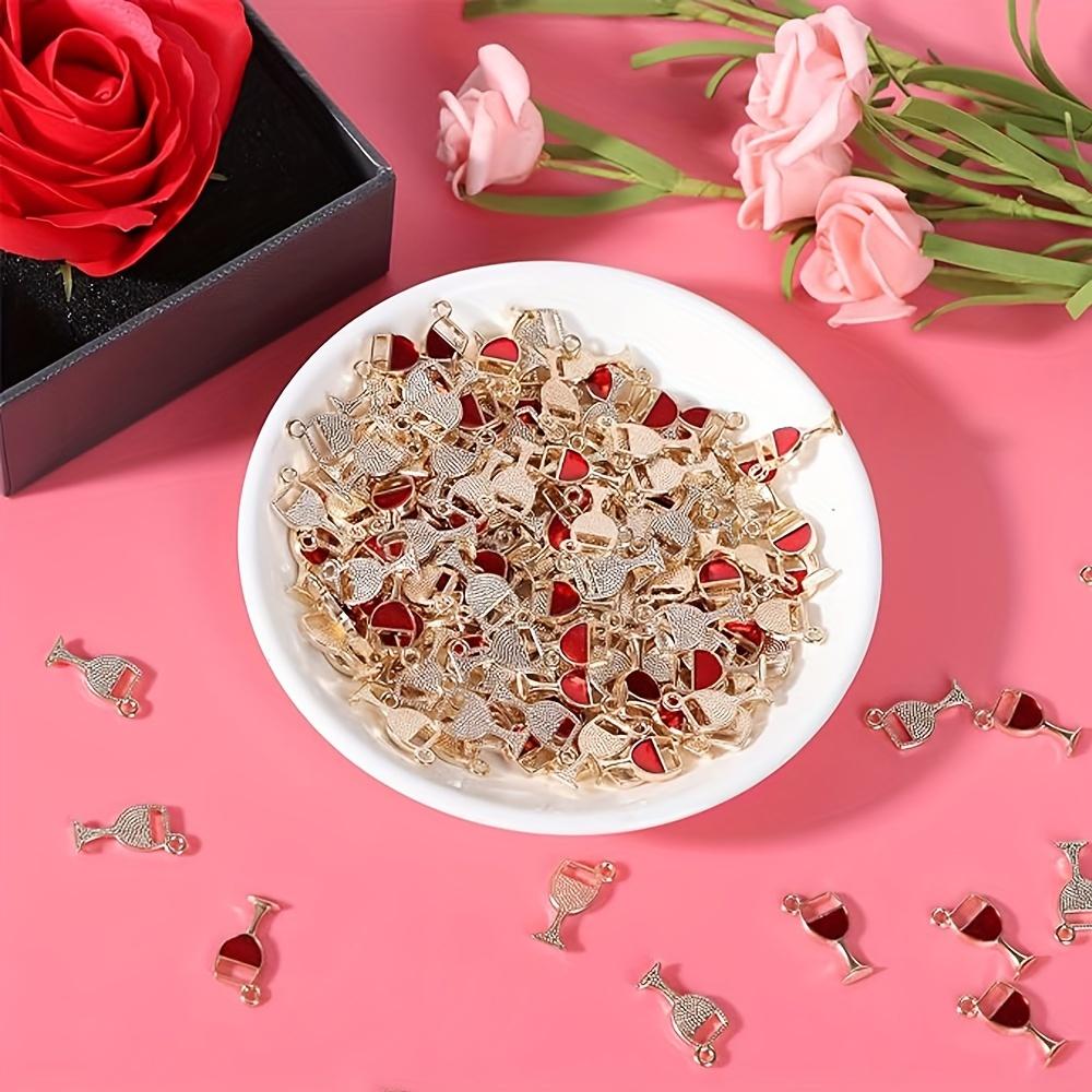 10/20/30pcs Romantic Red Mature Fashion Alloy Drip Oil High Footed Cup Small Pendant DIY Bracelet Necklace Foot Chain Pendant