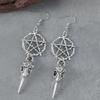 Gothic Skull Crow Pentagram Earrings - Dark Halloween Jewelry