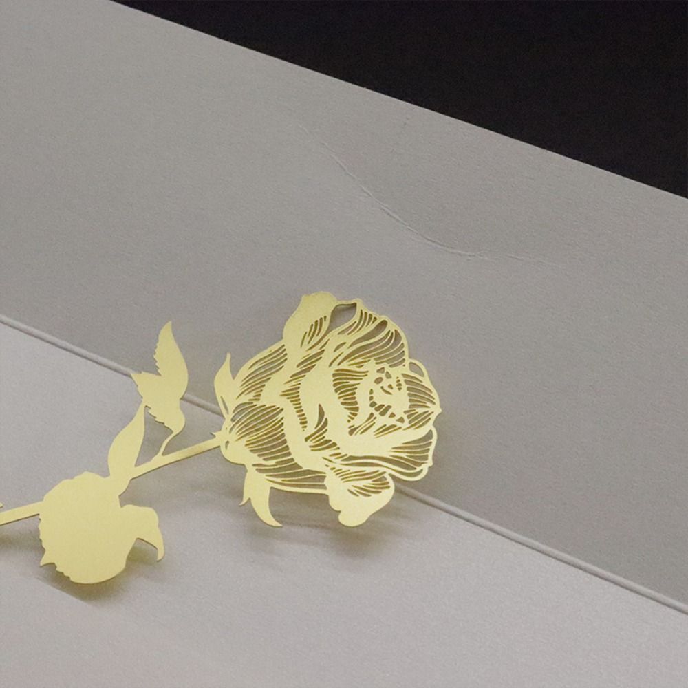 1 Set Classic Style Metal Bookmark With Gift Box Golden Rose Bookmarks   Student