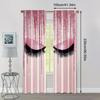 Curtains Window Treatment Print Pink Eyelashes Versatile Polyester Without Rod All Bedroom Living Set Of 2 Made Decor