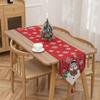 Red Christmas Table Runner Tree Santa Claus Tablecloth Flower Linen Table Cover  Christmas Eve