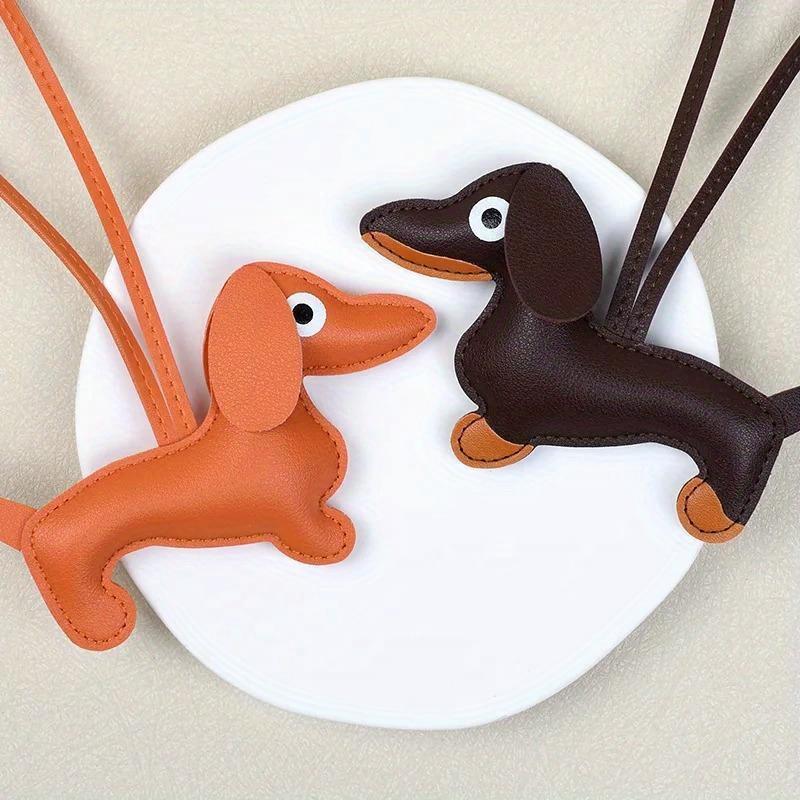 Classic Cute Leather Puppy Dog Hanging Accessories Lovely Dachshund Bag Charm Phone Pendant Trinket Keychain Accessories