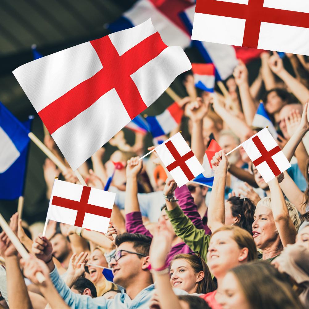 St George Cross Flags 33ft Fabric St Georges England Bunting 30 Flags England Flags on Sticks for Football Event Bar Party Decor