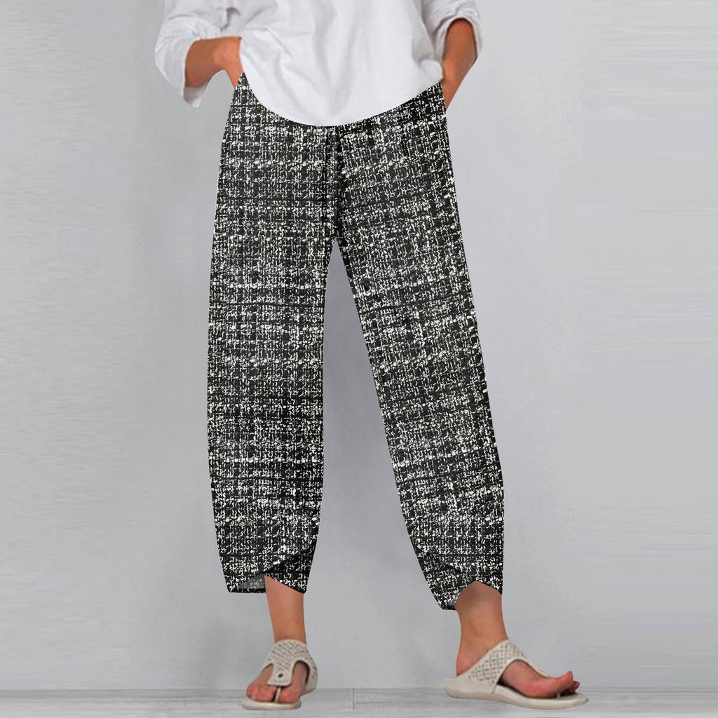 Women's Pants  With Pockets Casual Trousers Pants For Women Summer Casual Wide Leg Elastic Waist Pants With Pockets