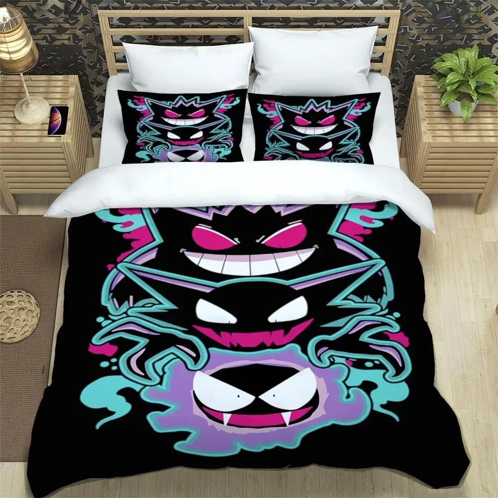 Cartoon Gengar Print Bedding Set Duvet Cover Comforter Bed Youth Kids Girl Boys Luxury Birthday Gift