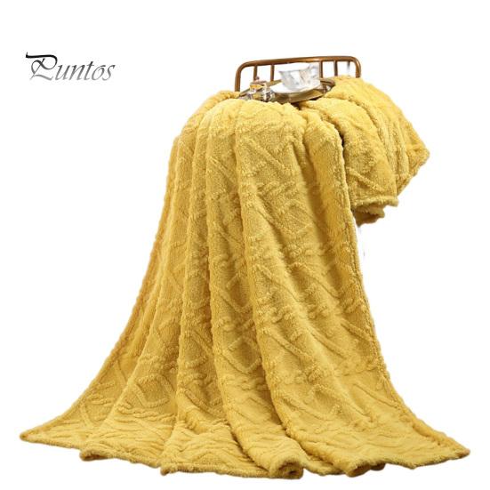 Nap Throw Blanket Double-sided Solid Color Thick Plush Three-Dimensional Embossing Machine Washable Office Home Bed Sofa Travel Cozy Warm Winter