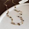 Maillard Tiger Eye Bead Round Pendant Necklace - Retro Casual Style Sweater Chain, Simple and Versatile.