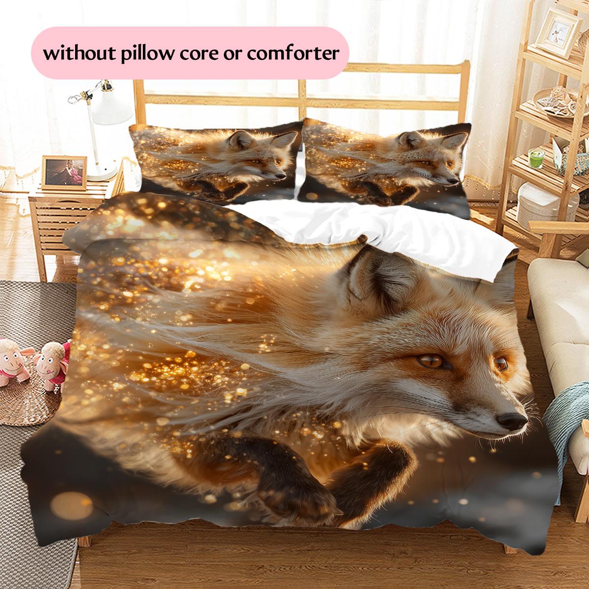 

Glitter fox Pattern Bedding Quilt Set Quilt Cover Pillowcase Home Decoration Gift (1 * duvet cover + 2 * pillowcase, without core) 135x200cm