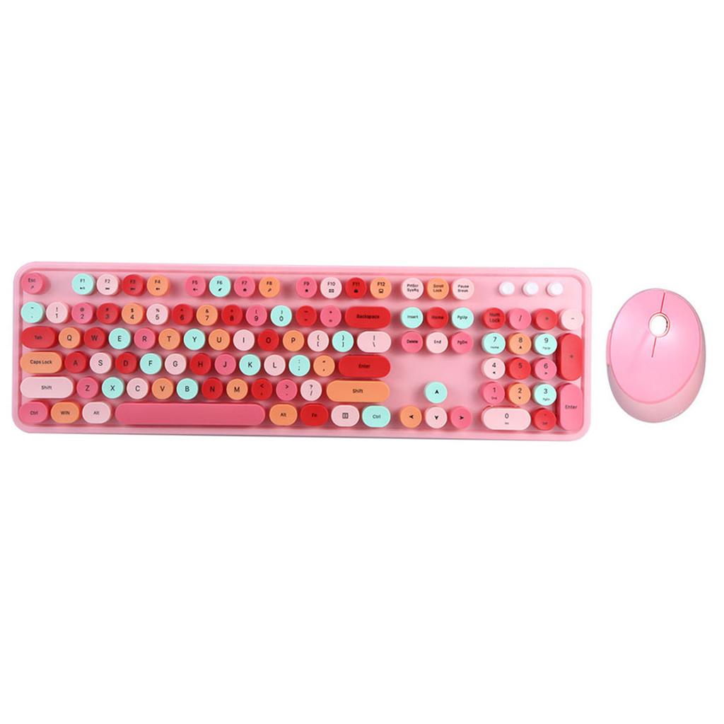Mofii Sweet Keyboard Mouse Combo Mixed Color 2.4G Wireless Keyboard Mouse Set Circular Suspension Key Cap for PC Laptop