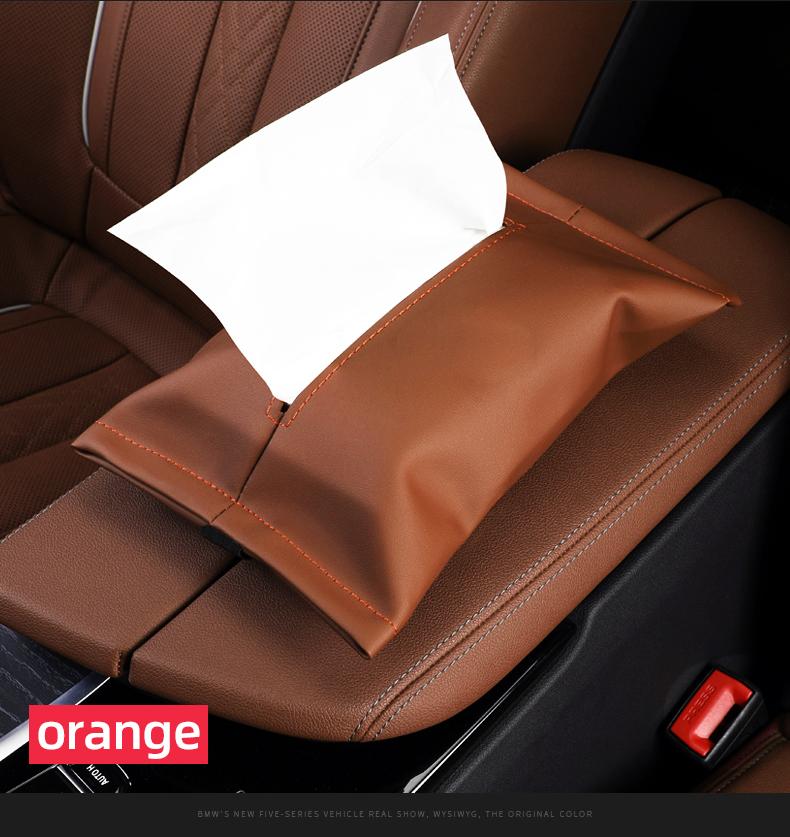 

Car mounted tissue box, hanging bag, armrest box, paper pulling hanging car dining bag, storing interior decoration items оранжевый