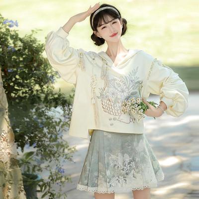 Yi Meng Ge Damen-Morgen-Garten Hanfu – Neues Chinesisches Stil Oberteil- und Rock-Set