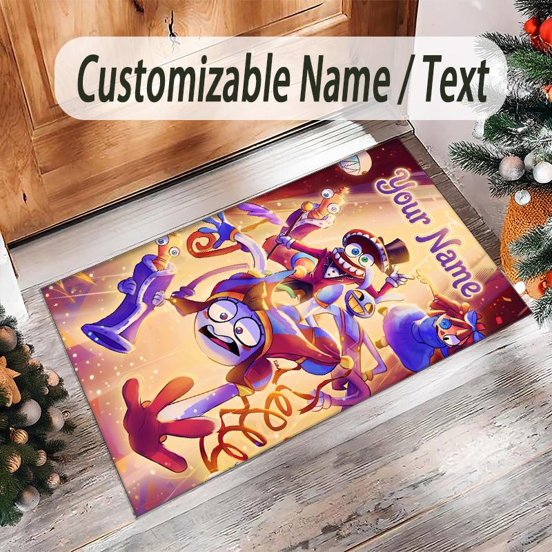 Personalized Crystal Velvet Carpet Custom Name Text,The Amazing Digital Circus Anti Slip Area Rug For Home Decoration