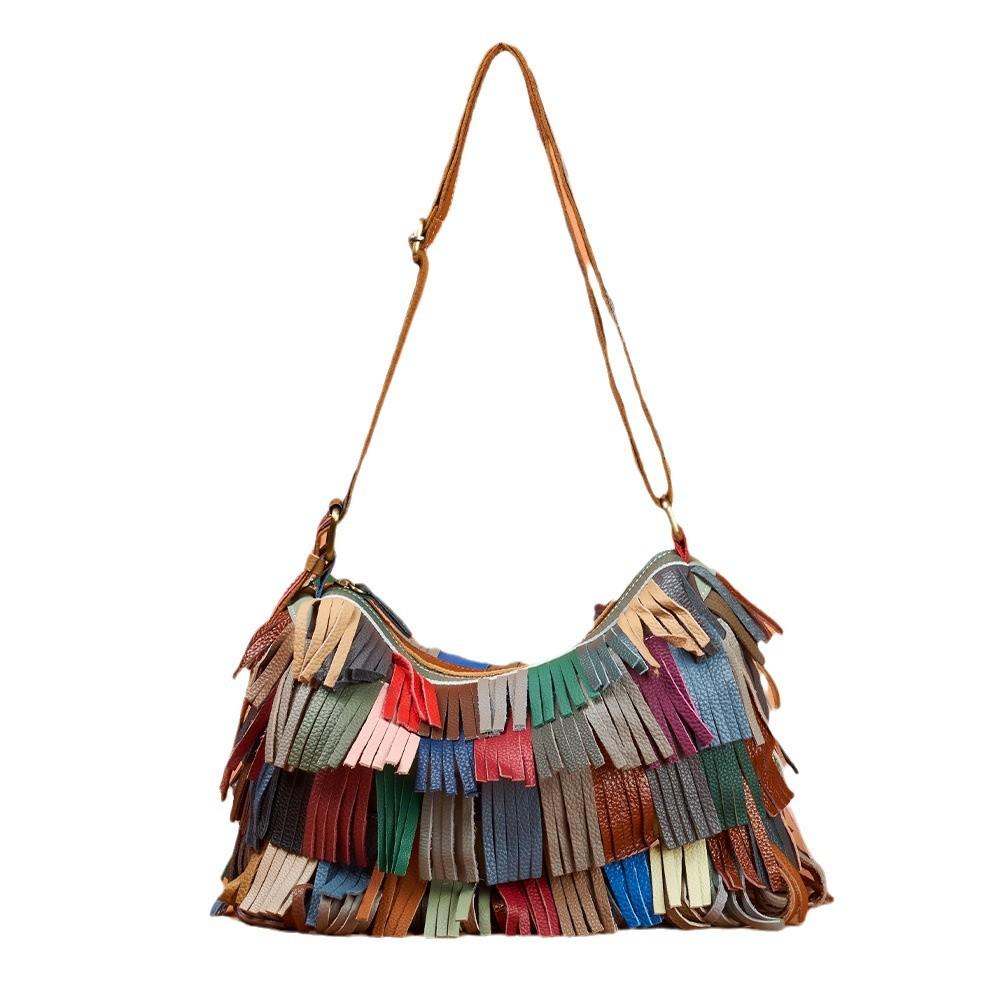 

Женская сумка из натуральной кожи, осенне-зимняя женская сумка, сумка через плечо из коровьей кожи с верхним слоем, женская сумка на одно плечо разноцветный